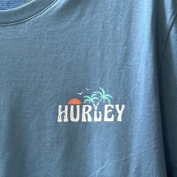 NWT Hurley Graphic Tee Double Palms Hypnotic Blue Gray Size XL - Picture 9 of 12